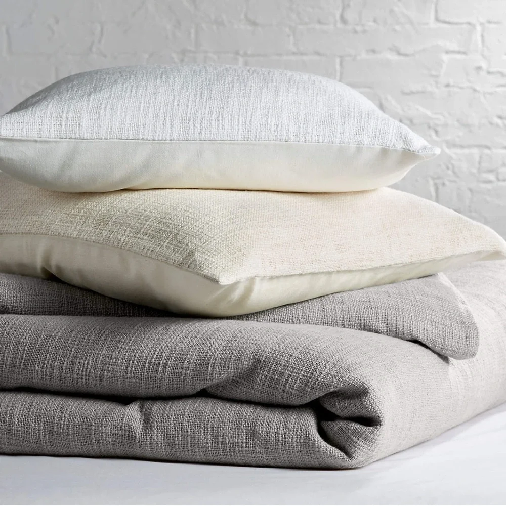 Crate & Barrel Lindstrom Cotton Grey Standard Sham Standart 20”x 26” Set of 2‎